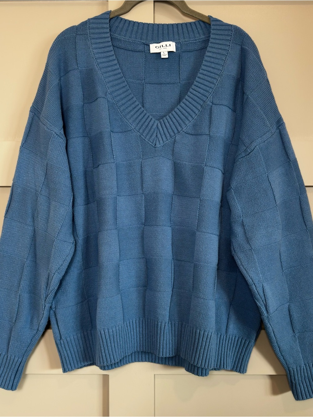Gilli Knit Pullover Oversized Sweater Blue Preppy Retro Cottagecore Women’s L
